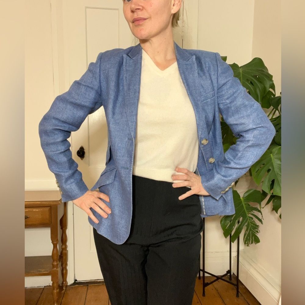 Curling Collection by Angelico Blue Linen Blazer – Made in Italy – Size IT 38